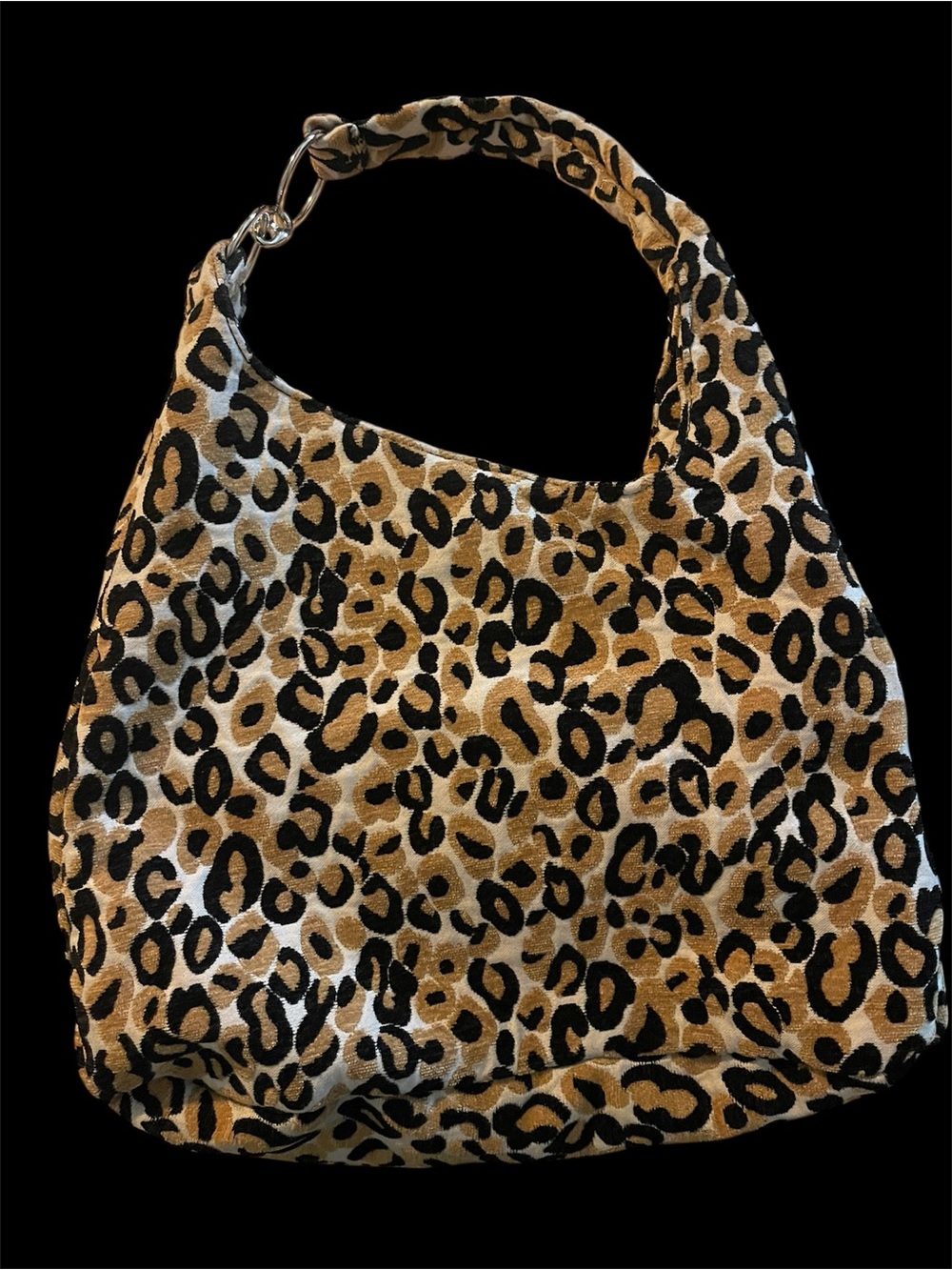 Leopard Print Hobo Bag in Tan and Black